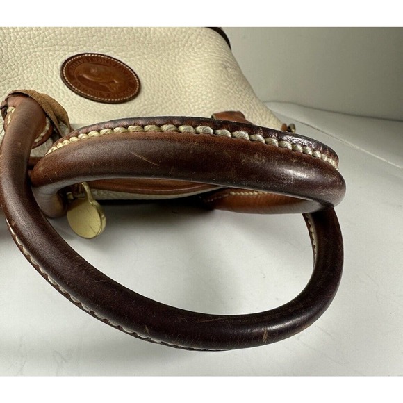 Dooney & Bourke Norfolk Domed Satchel Bag Taupe Tan Brown Purse Leather Handbag - Picture 7 of 16